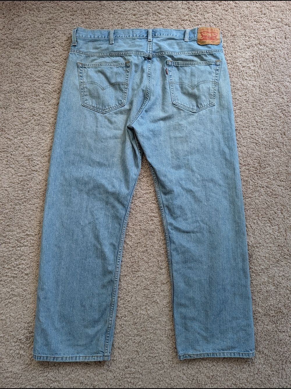 Levis Mens Light Wash Blue 569 Loose Straight Fit Denim Cotton Jeans Size 40x32 - Picture 3 of 12